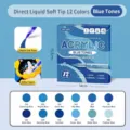 Professional 12 colors blue tones acrylic brush markers set for art painting on canvas - 12-Color (Blue Gradient Set)