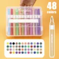 Set de rotuladores acrílicos de 48 colores en caja transparente apilable con asa. - Juego de 48 colores en caja apilable con cuerpo de color