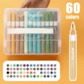 Set de 60 rotuladores acrílicos con caja de almacenamiento transparente y carta de color. - Juego de 60 colores en caja apilable con cuerpo de color