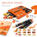 Set de rotuladores acrílicos, 24 colores vivos, doble punta para dibujo y manualidades. - Serie naranja - 12 piezas / 24 colores