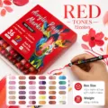 72 Colores Rotuladores de Pintura Acrílica Doble Punta Set para Dibujo Arte Manualidades - Serie roja - 36 piezas / 72 colores