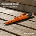 Deep hole carpenter pencil, 2.8mm mechanical woodworking pencil with orange body and graphite lead. - Orange Pen Pouch with Case