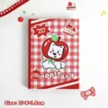 Mini libreta de bolsillo A7 con diseño de perro manzana y portada de cuadros rojos y blancos - 11x8x1.2cm / Cachorro de Manzana