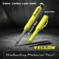Crayon mécanique à bois jaune vif avec recharge de 2,8 mm, outil de marquage pour trous profonds. - Jaune