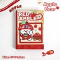 Lindo mini cuaderno de bolsillo A7 con un diseño de oso manzana para estudiantes - 11x8x1.2cm / Oso con Manzana