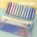 12-pack pastel markeerstiften esthetische schattige pennen sneldrogend niet bloedende kantoorartikel - Set van 12 stuks