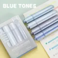 Pastel markeerstiften schattige esthetische markers set voor studenten notities briefpapier. - Blauwe serie, set van 4