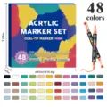 Set de 48 Marqueurs Acryliques à Double Pointe pour Dessin Artistique et Bricolage - Feutres à double pointe de 48 couleurs en boîte empilable
