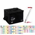 Dual-tip alcohol marker set with 168 vibrant colors, perfect for student art drawing and sketching. - 168 Colors Dual-Tip Alcohol Markers