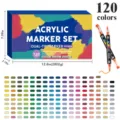 120 couleurs ensemble de marqueurs acryliques double pointe stylo de dessin avec boîte - Feutres à double pointe de 120 couleurs en boîte empilable
