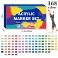 168 couleurs ensemble de marqueurs acryliques double pointe stylo peinture art dessin - Feutres à double pointe de 168 couleurs en boîte empilable