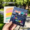 Σετ 24 μαρκαδόροι glitter μαλακή μύτη στυλό ζωγραφικής για παιδιά σχολείο - Συσκευασία 24 χρωμάτων PVC
