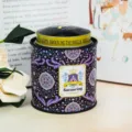 Vintage European style metal tea tin with elegant floral pattern and double lid design. - Purple European-Style Floral - 03
