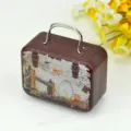 Bolso cuadrado de hojalata vintage caja de caramelos estilo Londres estuche metal - London Bridge-01 (interior plateado para este lote)