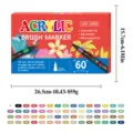 Hochwertiges Set mit 60 Acryl-Pinselschreiber mit flexibler Spitze für Kunstmalerei - 60 Farben