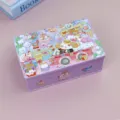 Boîte à bonbons de mariage carrée en fer-blanc violet avec une illustration de lapin mignon - Style Fête de Mariage Violet 08
