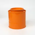 Barattolo in metallo arancione per tè impilabile, scatola di latta ermetica per confezioni regalo. - Arancione con base chiara (senza testo) - 05B
