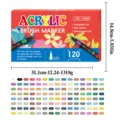 Professionelles 120-Farben-Acryl-Pinselmarker-Set mit umfassender Farbtabelle und Abmessungen - 120 Farben