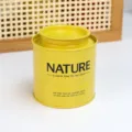 Lattina da tè cilindrica in metallo giallo, scatola di latta sigillata per regali e conservazione. - Giallo limone - 08