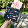 Σet 24 Μαρκαδόροι Glitter Σκληρό Πλαστικό Κουτί Αποθήκευσης Παιδικά Στυλό Ζωγραφικής - Σετ 24 χρωμάτων σε πλαστικό κουτί
