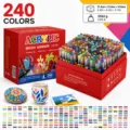 Professionelles 240 Farben Acryl Pinselmarker Set mit wasserbasierter Tinte für Kunstmalerei - 240 Farben