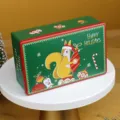 Boite en metal carree de Noel pour bonbons emballage cadeau recipient festif de stockage. - Écureuil de Noël (C03)