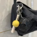 Mini baseball keychain featuring a yellow ball, black glove and wooden bat charm - Yellow Ball Black Glove Long Bat Style / 2.0cm / Yellow