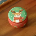 Boîte en métal ronde de Noël pour emballage de bonbons bougies cadeaux de vacances - Renne (C03)