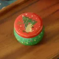 Boîte en métal en forme de tambour de Noël pour bonbons bougies emballage cadeau festif - Sapin de Noël Hamster (C04)