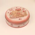 Round metal tin box with cute bear and dessert illustration, perfect for cookie packaging. - Cookie Bear-Single Layer 30B