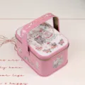 Boîte à bonbons en métal rose avec illustration de lapin mignon pour mariage et fête. - Mariage de lapin rose-15