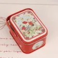 Boîte cadeau en fer blanc de mariage rouge avec poignée, design lapin mariés pour bonbons. - Prince charmant-16
