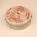 Jolie boîte cadeau ronde en fer-blanc avec un adorable motif d'ours pour biscuits et petits objets. - Ours câlin à une couche 29B