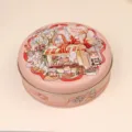 Boîte ronde en fer blanc courte simple couche boîte à biscuits métal mignon dessin animé - Boîte cadeau lapin rose - Simple couche 28B