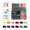 Pack de 12 rotuladores de acuarela de doble punta para dibujo artístico y líneas - Doce colores
