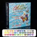 Dual-tip dual-color glitter marker set with 72-color butterfly swatches - Glitter Markers / 36 Pcs 72 Colors