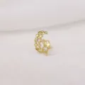 Κομψό χρυσό σκουλαρίκι ear cuff με διπλό σταυρό και πέτρες για αυτιά χωρίς τρύπα - Στυλ Διπλής Στρώσης Σταυρού / 1 Τεμάχιο / Χρυσό