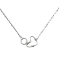 Asymmetrische kogelketting met Thais zilveren hol hart en cirkelhanger voor hippe vrouwen - Holle Hart Halsketting