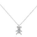 Cute silver teddy bear necklace with sparkling cubic zirconia pendant - Copper (Platinum Tone With Chain) / Zirconia Bear Necklace