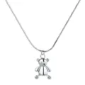 Cute silver bear pendant necklace with pavé diamond details on a sleek snake chain - Copper (Platinum Tone With Chain) / Glossy Bear Necklace