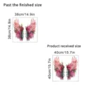 Detailed dimensions of feather wings wall sticker showing finished and received sizes - Pink Feather Wings (KSC172A) / 40x40cm (Bagged)