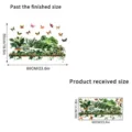 Detailed dimension diagram for green plant and butterfly static window decal - KSJ178A