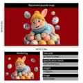 Osterhase 3D statische Fensterfolie Aufkleber mit bunten Eiern und Produktspezifikationen - Hase mit gelber Plüschmütze C (DFHJ-31E) / 1 Stück Packung