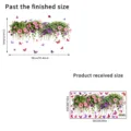 Detailed view of floral wall sticker showing layout dimensions and received sheet size - Morning Glory Flower Butterfly 40X90CM (KSC-190)