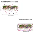 Butterfly and floral basket wall sticker size specifications for window decoration - Pink Petunia Flower Butterfly (KSJ-181)