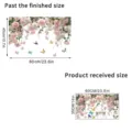 Detail showing finished size and sheet size of pink rose butterfly wall sticker - Floral Butterfly Style C (KSUV-4C) / 35x60cm Bagged Package