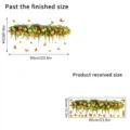 Detailed size diagram showing finished and received dimensions of floral wall stickers. - Yellow Flower Butterfly (KSJ-182)