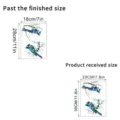 Dimension guide showing 20x30cm sheet size and 18x28cm finished bird wall decal size - Blue Jay Winter Scene Style (KSUV-22C) / 20x30cm