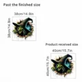 Dimensions guide for 3D Halloween witch wall sticker, showing finished and received sizes. - Broken Wall Witch (KSW41A) / 40x40cm