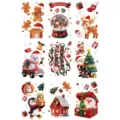 Set of cute 3D Christmas static window stickers with Santa, reindeer, and snowman designs - 20cm*30cm*9 Double Sided Static